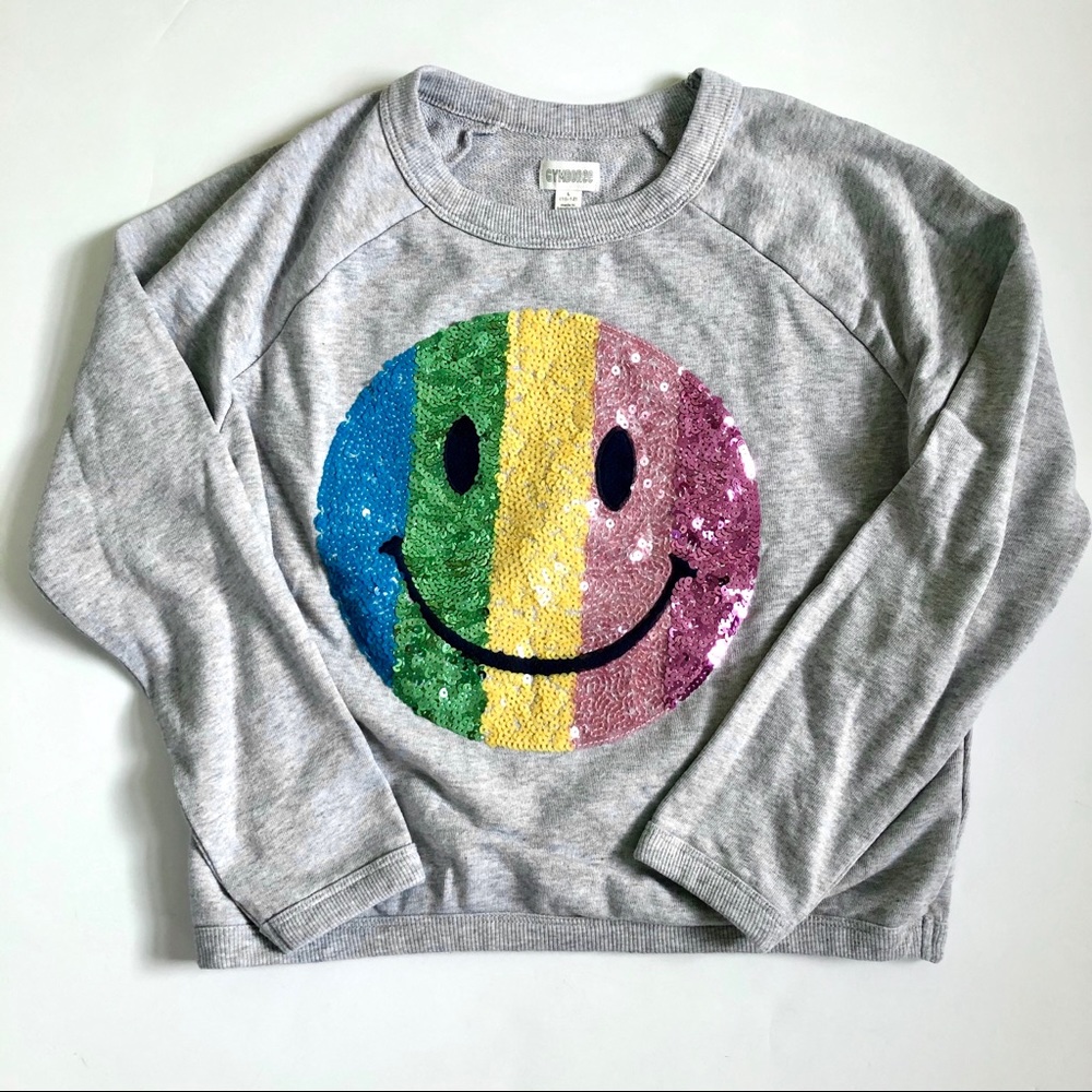 Gymboree Girls Emoji Sequin Sweatshirt